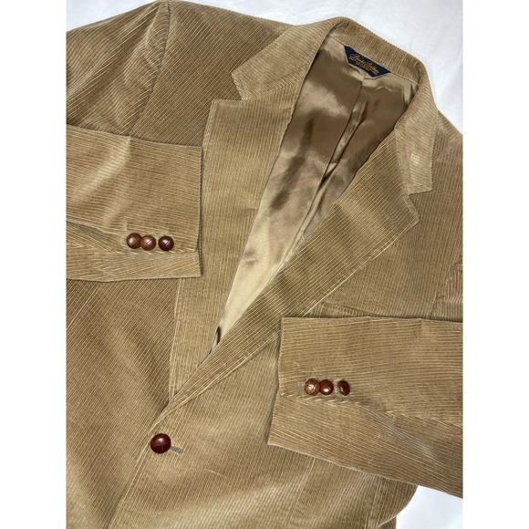 Vintage Brooks Brothers Blazer Mens 43 Regular Khaki Beige Corduroy Made In USA‎